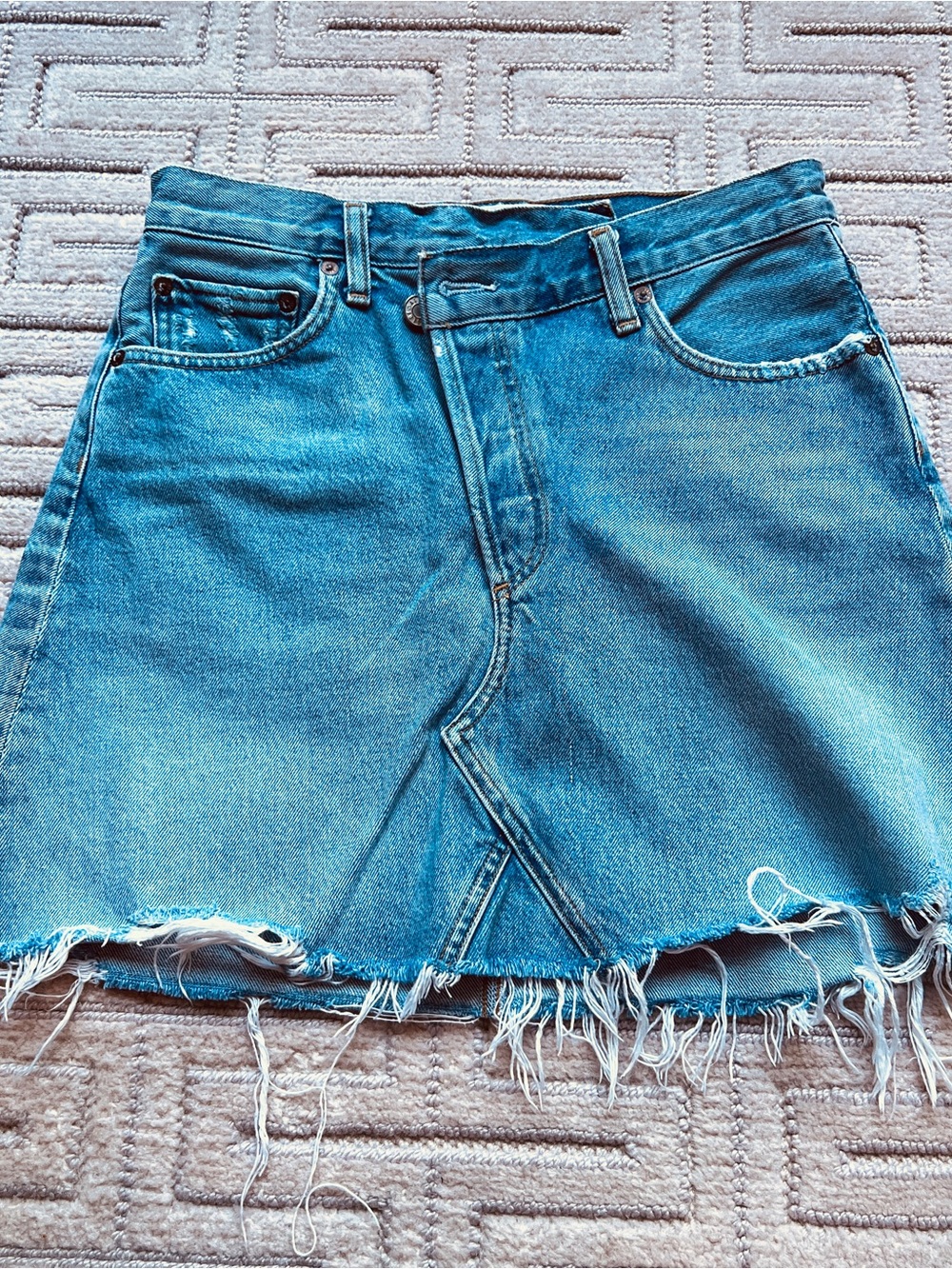Agolde LA asymmetric, crossover denim mini skirt-size 25